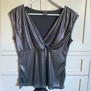 Ann Taylor Silver Metallic Sleeveless Top Sz S